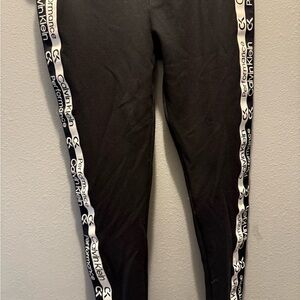 Calvin Klein Black Leggings with Logo Stripes